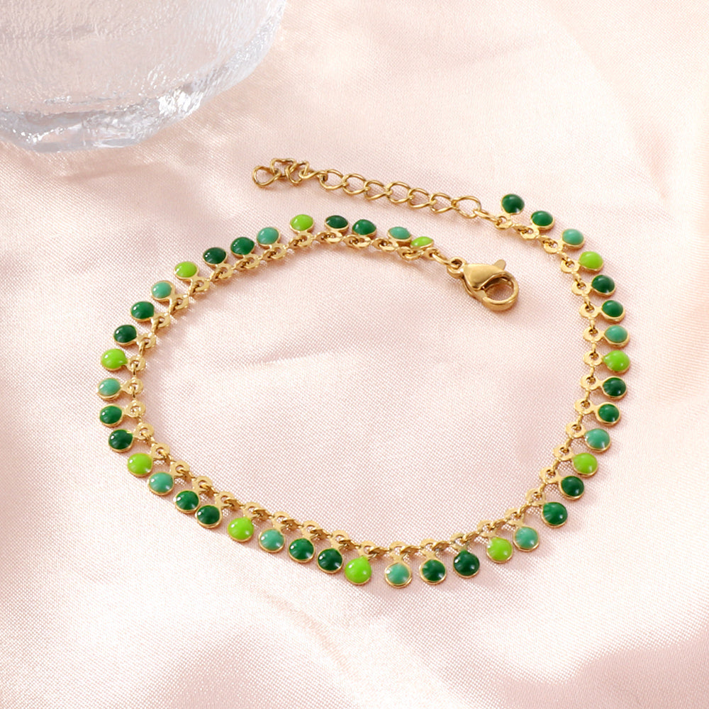 New 18+3cm Deep and Light Blue Red Green Purple Round Drip Oil Bracelet asonjewelry